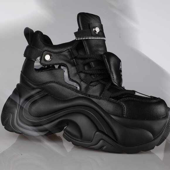 NEW ANTHONY WANG - JUPITER 04 Hack Mode Black Platform Sneakers - Picture 4 of 4